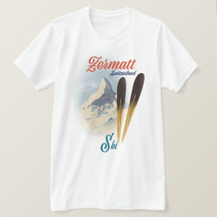 T-shirt Affiche vintage de ski à Zermatt Suisse