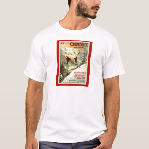 T-shirt Affiche vintage de ski, Chamonix, Mont Blanc