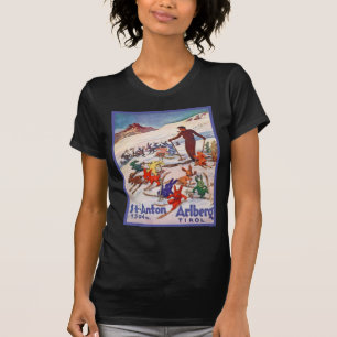 T-shirt Affiche vintage de ski, St Anton, Arlberg, le