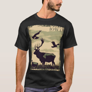 T-shirt Affiche vintage de style rustique de l'Iowa