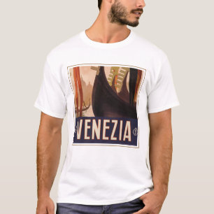 T-shirt Affiche Vintage voyage Montrant Un Canal À Venise
