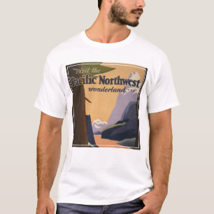 T-shirt Affiche Vintage voyage Vue Montagne