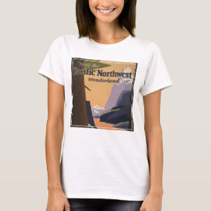 T-shirt Affiche Vintage voyage Vue Montagne