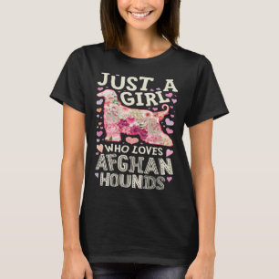 T-shirt Afghan Hound Juste Une Fille Qui Aime Les Fleurs D