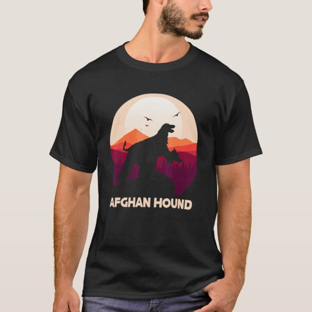T-shirt Afghan Hound under Moon for Halloween Costume (Devant)