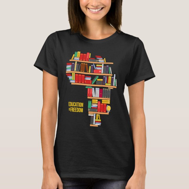 T-shirt Africa Education Is Freedom Library Book (Devant)