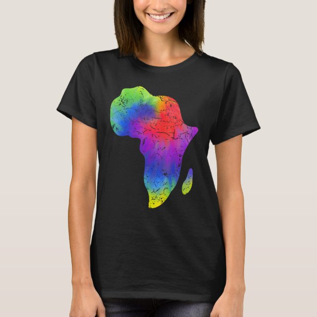 T-shirt Africa Map Reggae Rasta Tie Dye Black African Amer (Devant)