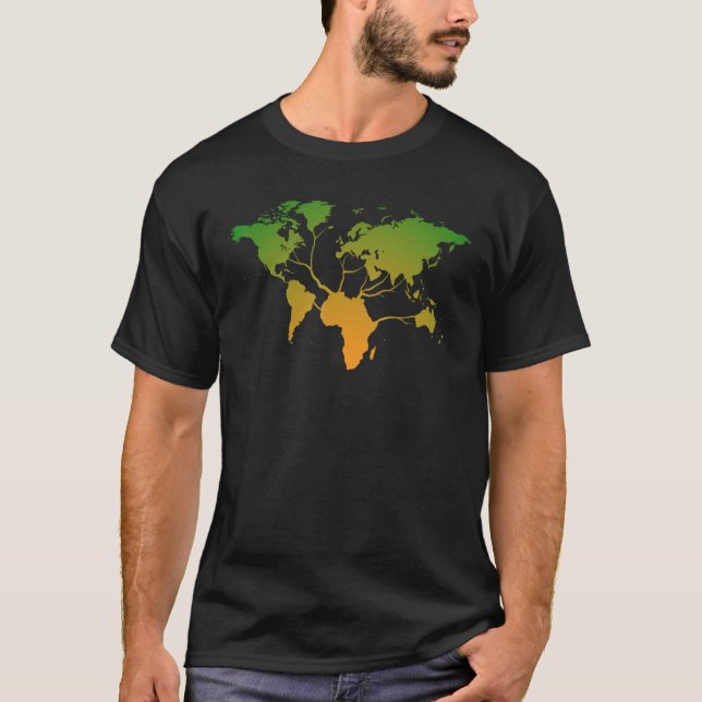 T-shirt Africa Map Root Gradient Pattern World Map Tree (Devant)