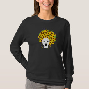 T-shirt Africaine Américaine Noire Femme Tournesol Floral