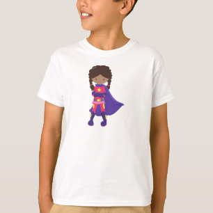 T-shirt African American Girl, Superhero Girl, Cape