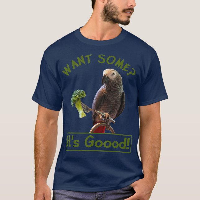 T-shirt African Grey Parrot Broccoli pour les enfants de f (Devant)