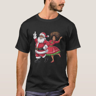 T-shirt African Père Noël Mme Claus Dansant Noël américain