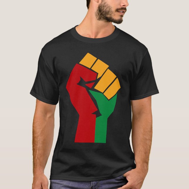 T-shirt African Rising Hand Fist Black History Month BLM A (Devant)