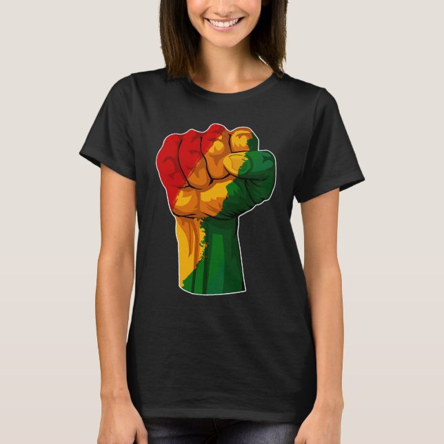 T-shirt African Rising Hand Fist Black History Month BLM A (Devant)