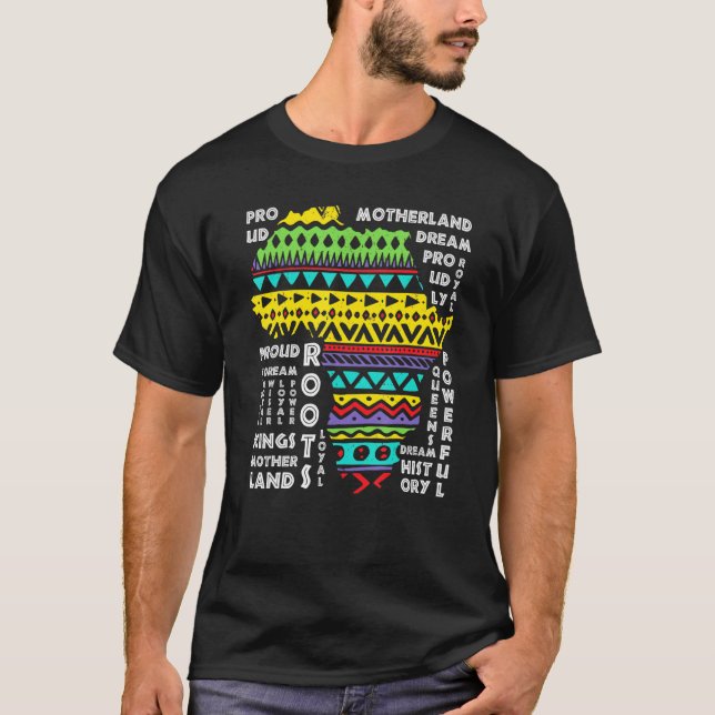 T-shirt Afrique Carte traditionnelle Dashiki Motif Art Afr (Devant)