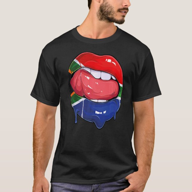 T-shirt Afrique du Sud Drapeau Bouche de football Afrique  (Devant)