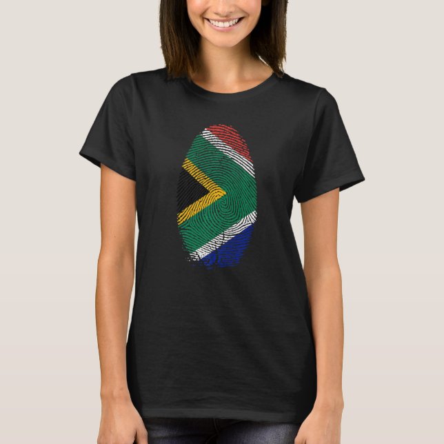 T-shirt Afrique du Sud Drapeau empreintes digitales don d' (Devant)