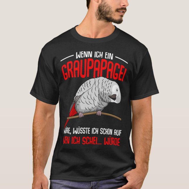 T-shirt Afrique Grey Dit Parrot Coeur Oiseau (Devant)
