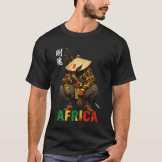 T-shirt Afro American Samurai Warrior Katana Anime Japanes