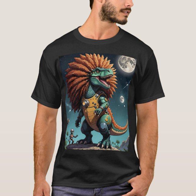 T-shirt Afro Dino Cosmic Warrior Suit Teit (Devant)