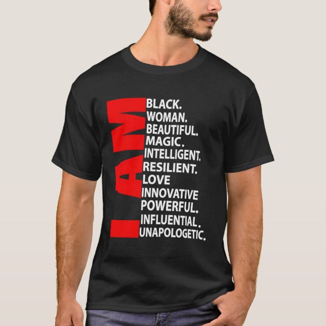 T-shirt Afro Girl I Am Black Woman Belle Magie Unapolo (Devant)