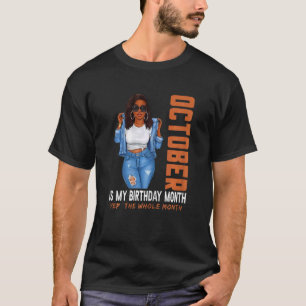 T-shirt Afro Girl Octobre Est Mon Anniversaire Yep Tout Le