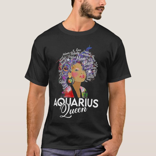 T-shirt Afro Hair Aquarius Queen Anniversaire Janvier 20 F (Devant)