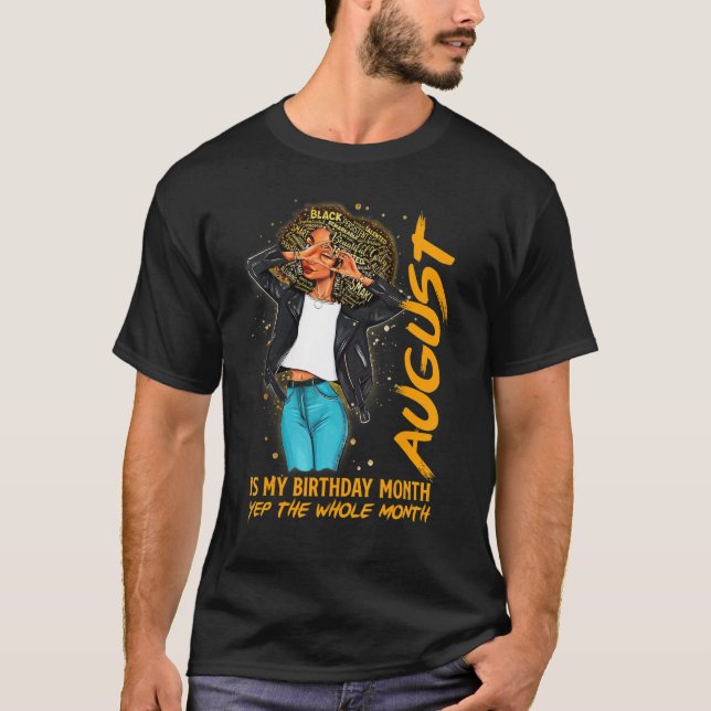 T-shirt Afro Locs Girl August Est Mon Anniversaire Yep Tou (Devant)