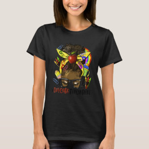 T-shirt Afro Messy Bun garderie Enseignant Vie Black Girl