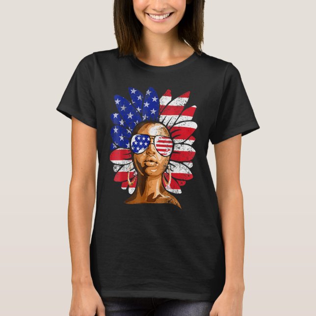 T-shirt Afro Sunflower African American 4th Of July Melani (Devant)