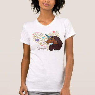 T-shirt Afro Unicorn Design cardiaque unique