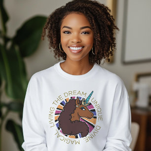 T-shirt Afro Unicorn Living the Dream Design