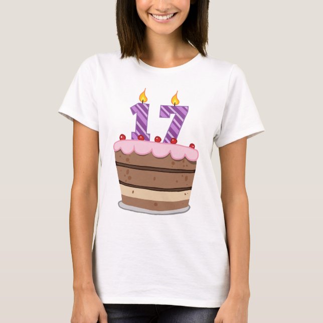 T-shirt Âge 17 sur le gâteau d'anniversaire (Devant)