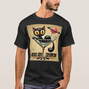 T-shirt Âge atomique Futuriste de l'espace Noir Cat Martin