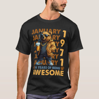 T-shirt Âge De 54 Ans Awesome Ours Cool Depuis Janvier 197