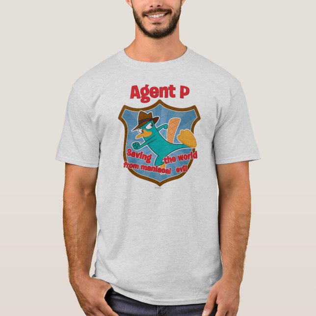 T-shirt Agent P Sauver le monde du mal maniaque Insigne (Devant)