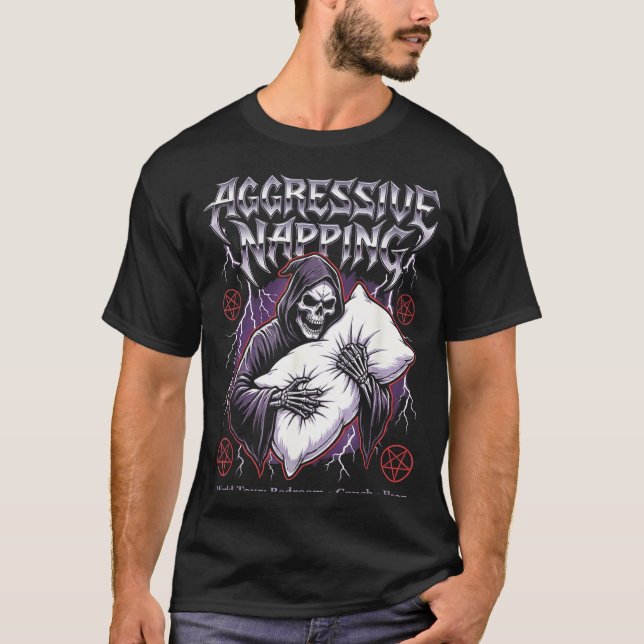 T-shirt Aggressive Napng Funny Heavy Metal Grim Reaper Sle (Devant)