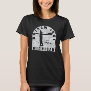 T-shirt Aginaw Lake Ice Fishing Michigan