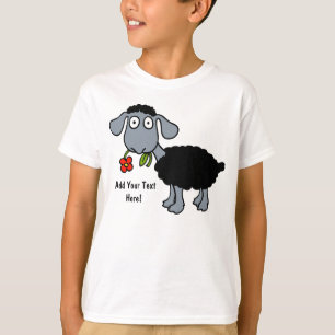 T-shirt Agneau de moutons noirs avec la fleur rouge