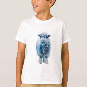 T-shirt Agneau Laineux Bleu Glacé Chèvre Mignonne Enfants