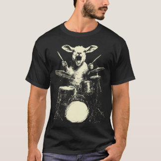 T-shirt Agneau mignon jouant de la batterie Musique drôle 