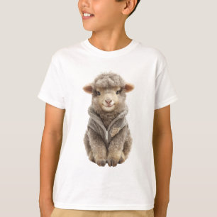 T-shirt Agneau Mignon Portant une Veste pour Enfants