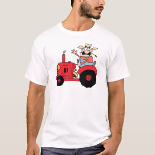 T-shirt Agriculteur heureux dans le tracteur rouge