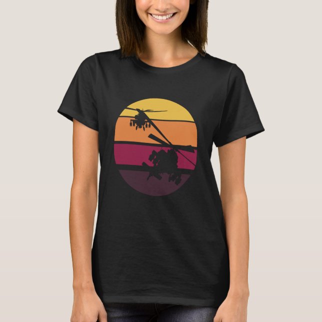 T-shirt AH 64 Apache Silhouetté par le coucher du soleil (Devant)