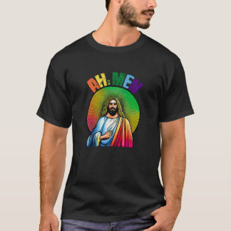T-shirt Ah, Hommes Jésus Christ LGBTQ Couleurs arc-en-ciel