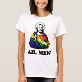 T-shirt Ah Men Funny Jesus Christian Rainbow LGBT, Fierté 