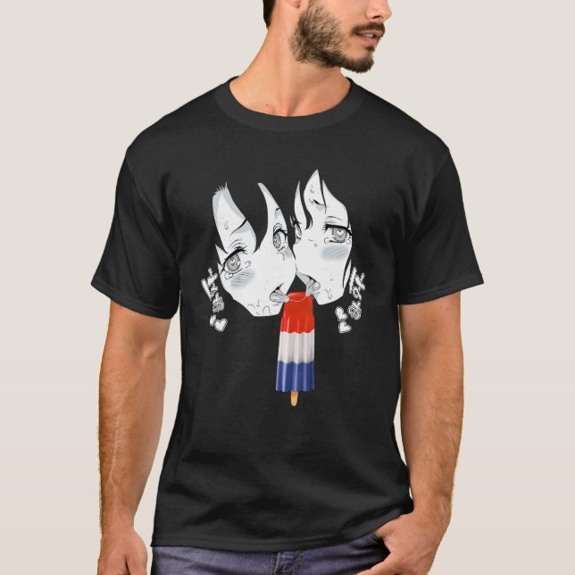 T-shirt Ahegao Face Tee Anime Manga Hentai Popsicle Appare (Devant)