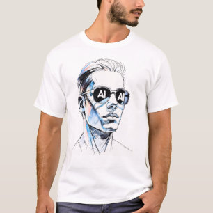 T-shirt AI dans les yeux - Bold Line Art avec Subtle Tech 