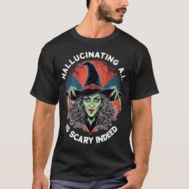 T-shirt AI Hallucinations. Sorcière effrayante (Devant)