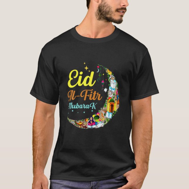 T-shirt Aïd el-Fitr Moubarak Joyeux Croissant-Aïd Lune Aïd (Devant)